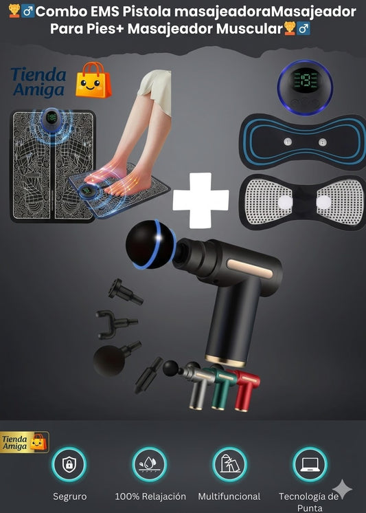 Combo EMS Masajeador Muscular+ Masajeador Para Pies + Parche mariposa obsequio 🎁💆‍♂️